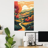 Poster Paysage paisible et arbres d'automne Wall Art (Bureau à domicile)