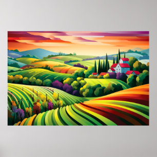Poster Paysage panoramique des Prairies Nature