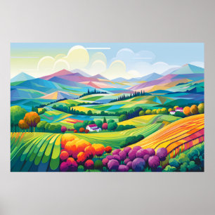 Poster Paysage panoramique des Prairies Nature