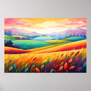 Poster Paysage panoramique des Prairies Nature