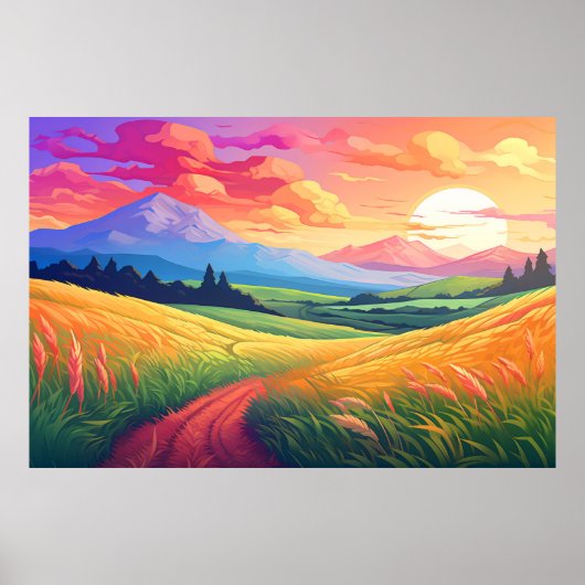 Poster Paysage panoramique des Prairies Nature (Devant)