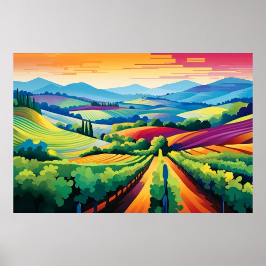 Poster Paysage panoramique des Prairies Nature (Devant)