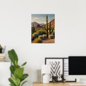 Poster Paysage panoramique désertique de cactus (Bureau à domicile)