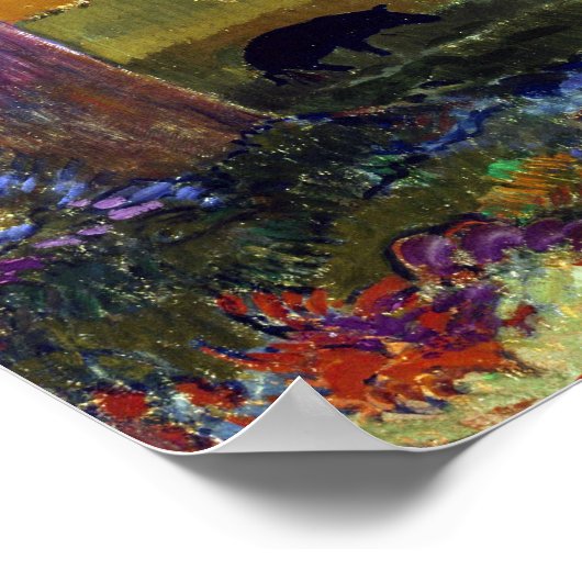 Poster Paysage Paul Gauguin avec un cochon et un cheval (Coin)