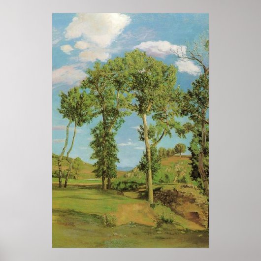 Poster Paysage Paysage Frédéric Bazille Impressionniste (Devant)