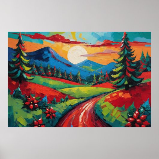 Poster Paysage paysager coloré (Devant)