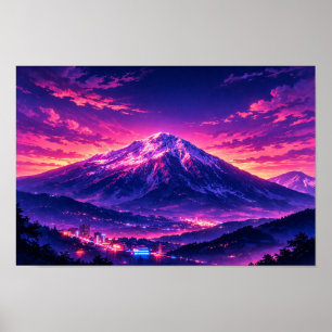 Poster Paysage photographique Art néon édité