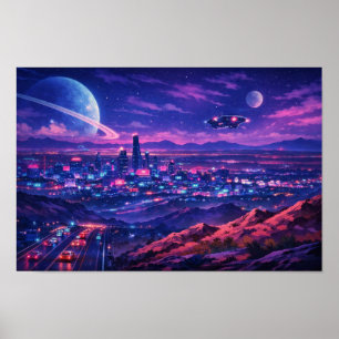 Poster Paysage photographique Art néon édité