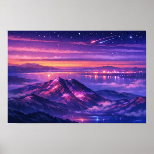 Poster Paysage photographique Art néon édité