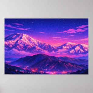 Poster Paysage photographique Art néon édité