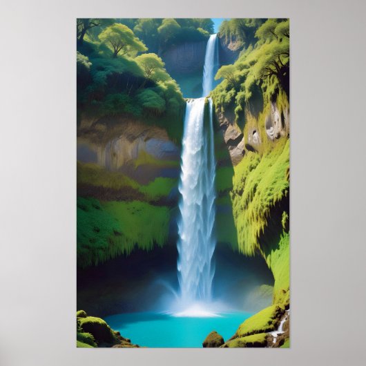 Poster Paysage pittoresque Montagnes Cascade Nature (Devant)