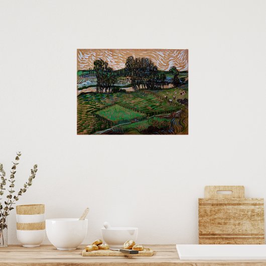 Poster Paysage, Pont à travers Oise par Vincent van Gogh (Cuisine)