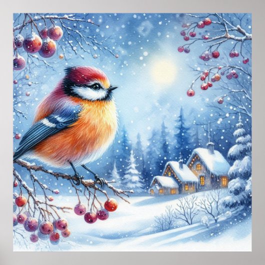 Poster Paysage pour oiseaux et hiver 19 (Devant)