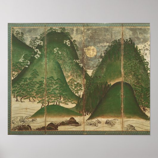 Poster Paysage printanier avec soleil (Devant)