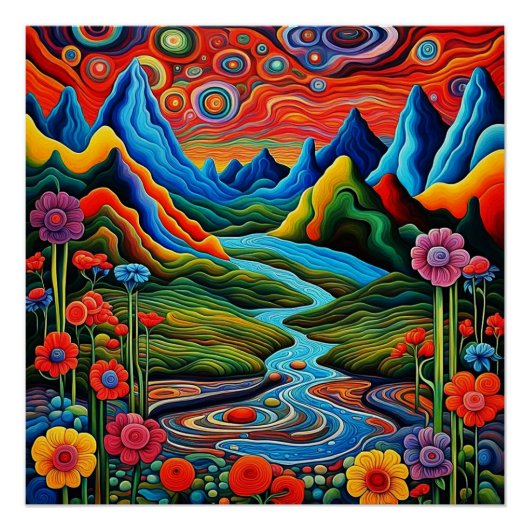 Poster Paysage psychédélique avec rivière 2 (Devant)
