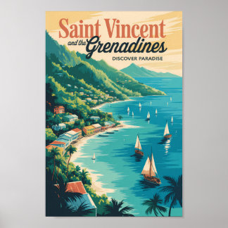 Poster Paysage rétro de Saint-Vincent-et-les-Grenadines