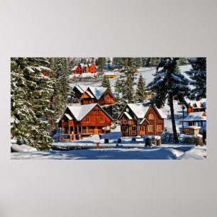 Poster Paysage, ski, neige, hiver, actif, air, froid,