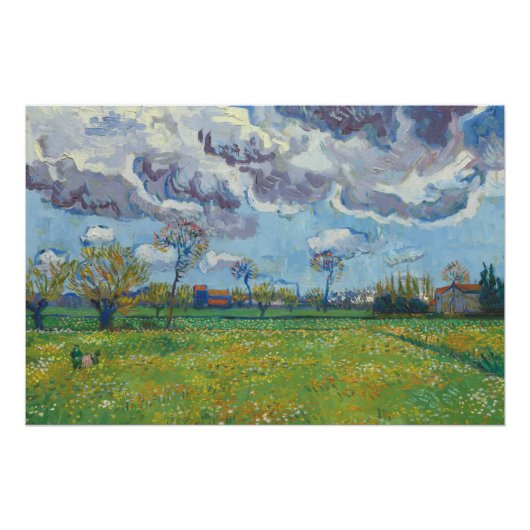 Poster Paysage sous un ciel orageux Vincent Gogh (Devant)