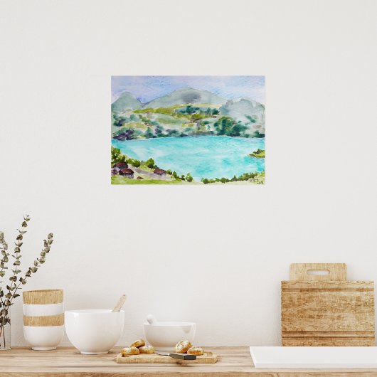 Poster Paysage suisse aquarelle (Cuisine)