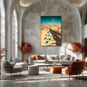 Poster Paysage surréaliste de parapluies colorés dans le 