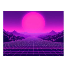 Paysage Synthwave Rétro Onde Cyberpunk Ambiance 80