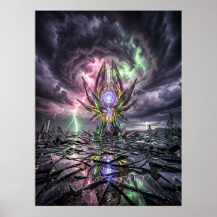 Poster Paysage tempétueux de verre brisé