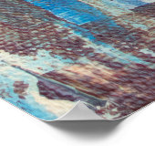 Poster Paysage texturé bleu et vert Abstrait (Coin)