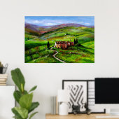 POSTER PAYSAGE TOSCANE AUX COLLINES VERTES (Bureau à domicile)