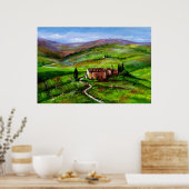 POSTER PAYSAGE TOSCANE AUX COLLINES VERTES (Cuisine)