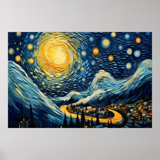 Poster Paysage urbain au clair de lune (Devant)