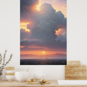 Poster Paysage urbain au coucher du soleil (Cuisine)