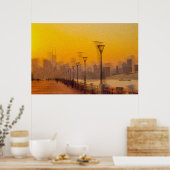 Poster Paysage urbain au coucher du soleil (Cuisine)