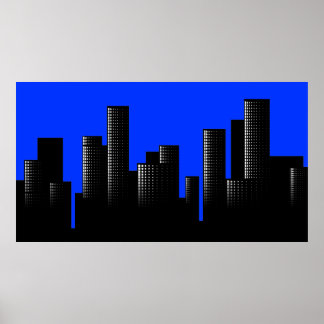 Poster paysage urbain bleu