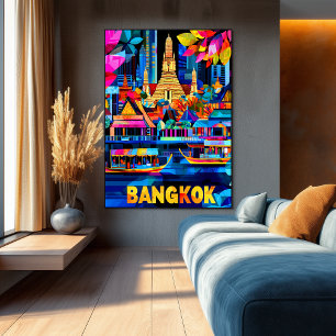 Poster Paysage urbain coloré de Bangkok Skyline vibrant