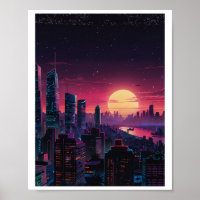 Paysage urbain cyberpunk Vaporwave – Art de la sky