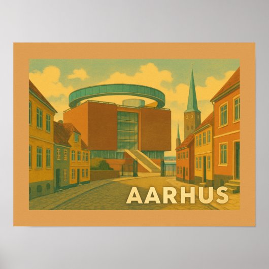 Poster Paysage urbain d'Aarhus Danemark (Devant)