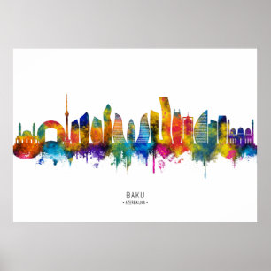Poster Paysage urbain de Bakou Azerbaïdjan