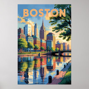 Poster Paysage urbain de Boston Massachusetts Art de voya