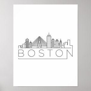 Poster Paysage urbain de la ville de Boston, skyline de B