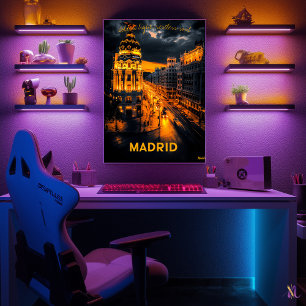 Poster Paysage urbain de Madrid - Art monochrome au fusai