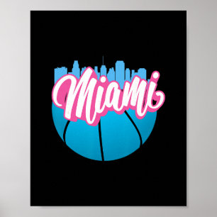 Poster Paysage urbain de Miami Floride vintage Rétro Miam