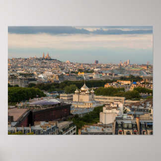 Poster Paysage urbain de Paris au soir
