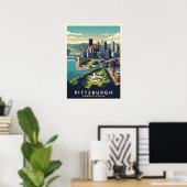 Poster Paysage urbain de Pittsburgh, Pennsylvanie (Bureau à domicile)