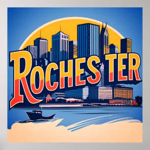 Poster Paysage urbain de Rochester, État de New York, Éta