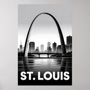 Poster Paysage urbain de St Louis Missouri en noir et bla