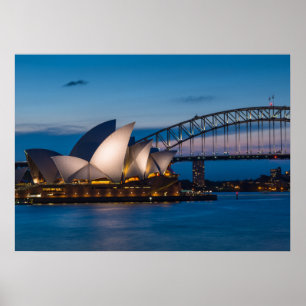 Poster Paysage urbain de Sydney la nuit, Australie
