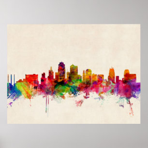 Poster Paysage urbain d'horizon de Kansas City