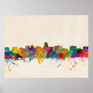 Poster Paysage urbain d'horizon de Madison le Wisconsin