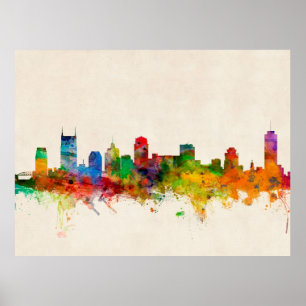 Poster Paysage urbain d'horizon de Nashville Tennessee