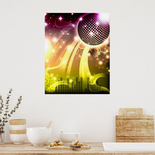 Poster paysage urbain disco (Cuisine)